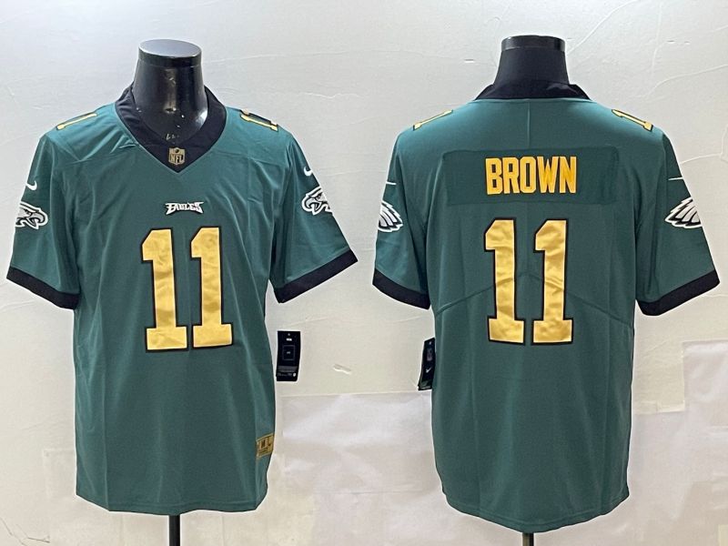 Men Philadelphia Eagles #11 Brown Green Gold Nike 2025 Limited NFL Jersey style 1
